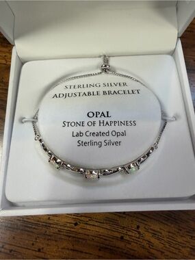 Macy's Sterling Silver Opal Adjustable Bracelet - Iridescent White Opal